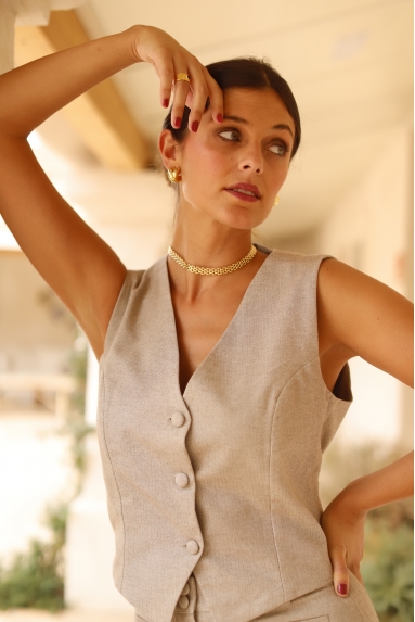 Chaleco Espiga Beige