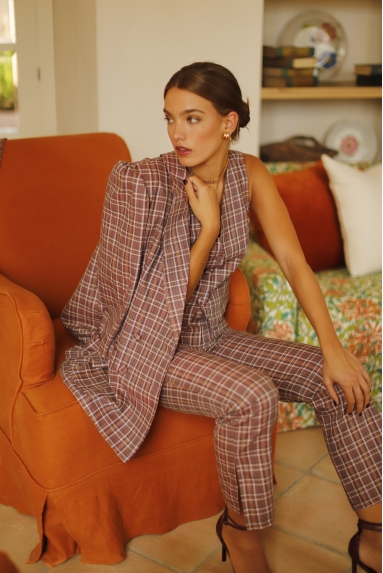 Blazer Cuadros Rosa