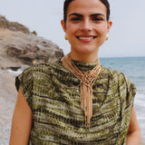 GREEN TIE DYE TOP WITH GOLD THREAD