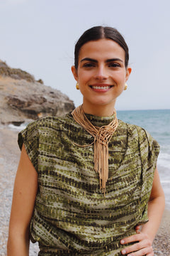 GREEN TIE DYE TOP WITH GOLD THREAD