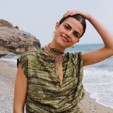 GREEN TIE DYE TOP WITH GOLD THREAD