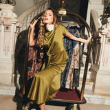 OLIVE JACQUARD RUCHED TOP