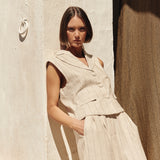 PANTALÓN FULL LENGTH RAYA DIPLOMÁTICA BEIGE