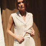 PANTALÓN FULL LENGTH RAYA DIPLOMÁTICA BEIGE