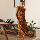 BROWN LAZADA IKAT TOP WITH GOLD THREAD
