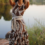 PALMA BROWN RUFFLE SKIRT