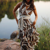 PALMA BROWN RUFFLE SKIRT