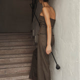 SOPHIE PINSTRIPED BROWN TROUSERS