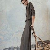 SOPHIE PINSTRIPED BROWN TROUSERS
