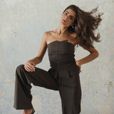 TOP GABI BROWN NAVY STRIPE