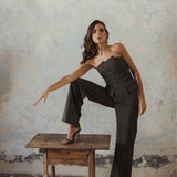 GABI BROWN NAVY STRIPE TROUSERS