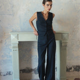 VERA NAVY PINSTRIPE TROUSERS