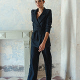 VERA NAVY PINSTRIPE TROUSERS