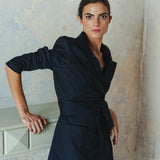 NAVY PINSTRIPE VERA BLAZER JACKET