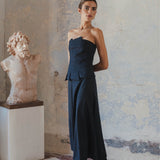 VERA PINSTRIPE NAVY SKIRT