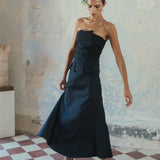 VERA PINSTRIPE NAVY SKIRT