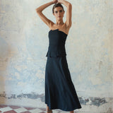 VERA PINSTRIPE NAVY SKIRT