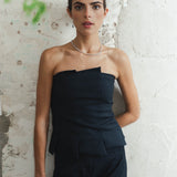 NAVY PINSTRIPE VERA TOP