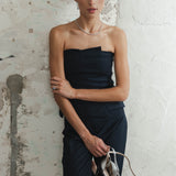 NAVY PINSTRIPE VERA TOP