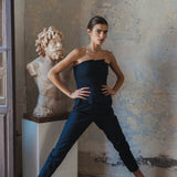 VERA PINSTRIPE STRAIGHT TROUSERS NAVY BLUE