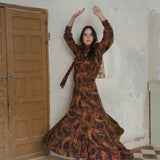 ASYMMETRICAL RUST CASHMERE SKIRT