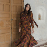 ASYMMETRICAL RUST CASHMERE SKIRT