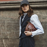 NAVY STRIPED PLEATED TROUSERS