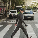 PLEATED STRIPED TROUSERS GREY