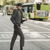 PLEATED STRIPED TROUSERS GREY