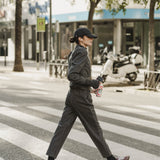PLEATED STRIPED TROUSERS GREY