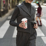 PLEATED STRIPED TROUSERS GREY