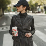 PLEATED STRIPED TROUSERS GREY