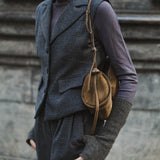NAVY PRINCE OF WALES CHECK LAPEL VEST