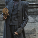 NAVY PRINCE OF WALES CHECK COAT