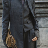 NAVY PRINCE OF WALES CHECK COAT