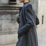 NAVY PRINCE OF WALES CHECK COAT