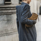 NAVY PRINCE OF WALES CHECK COAT
