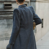 NAVY PRINCE OF WALES CHECK COAT