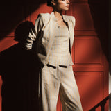 PANTALÓN JOSEFA BEIGE OCRE RAYAS