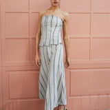 JULIANA BLUE EMBROIDERED STRIPED SKIRT
