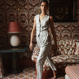 CHALECO JULIANA AZUL RAYA BORDADA