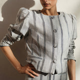 JULIANA BLUE EMBROIDERED STRIPED BOLERO