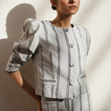 JULIANA BLUE EMBROIDERED STRIPED BOLERO
