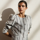 JULIANA BLUE EMBROIDERED STRIPED BOLERO