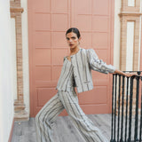 JULIANA BLUE EMBROIDERED STRIPED BOLERO
