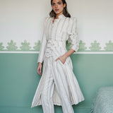 MARIANA IVORY EMBROIDERED STRIPED KAFTAN