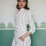 MARIANA IVORY EMBROIDERED STRIPED KAFTAN