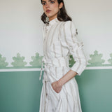 MARIANA IVORY EMBROIDERED STRIPED KAFTAN