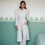 MARIANA IVORY EMBROIDERED STRIPED KAFTAN