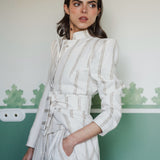 MARIANA IVORY EMBROIDERED STRIPED KAFTAN